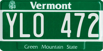 VT license plate YLO472