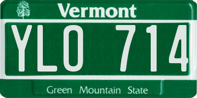 VT license plate YLO714