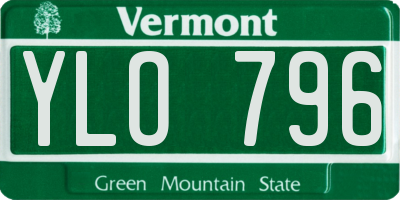 VT license plate YLO796