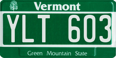VT license plate YLT603
