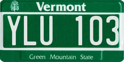 VT license plate YLU103