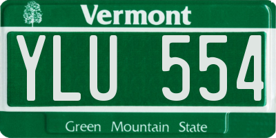 VT license plate YLU554