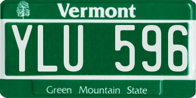 VT license plate YLU596