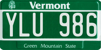 VT license plate YLU986
