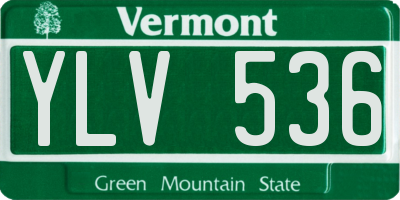 VT license plate YLV536