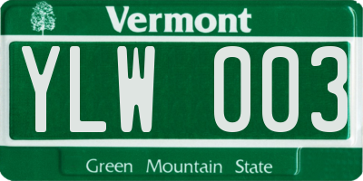 VT license plate YLW003