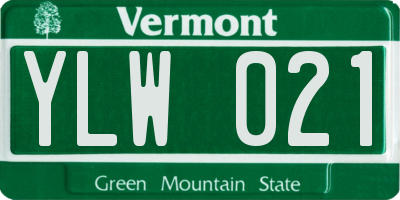 VT license plate YLW021