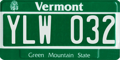 VT license plate YLW032
