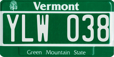 VT license plate YLW038