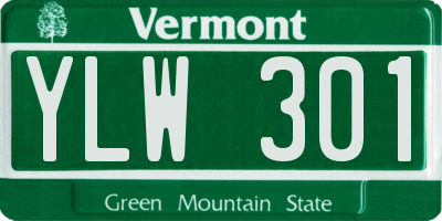 VT license plate YLW301