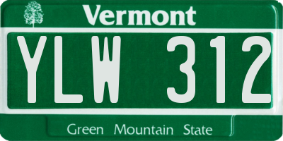 VT license plate YLW312