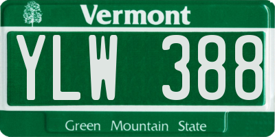 VT license plate YLW388