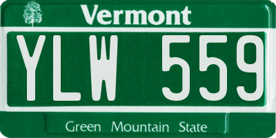 VT license plate YLW559