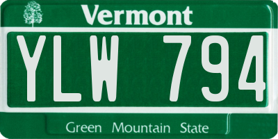 VT license plate YLW794
