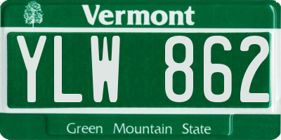 VT license plate YLW862