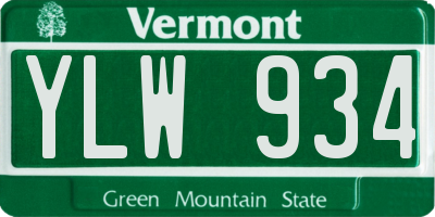 VT license plate YLW934