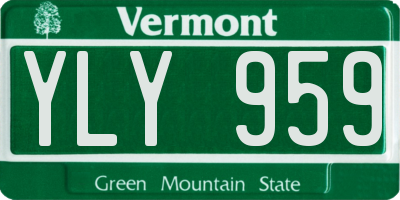 VT license plate YLY959