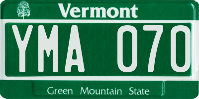 VT license plate YMA070