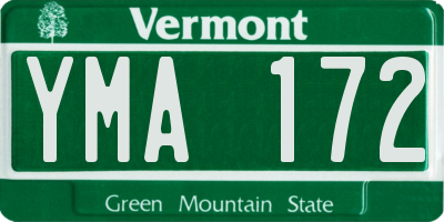 VT license plate YMA172