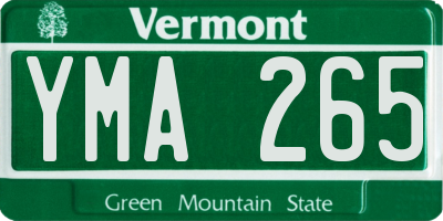 VT license plate YMA265