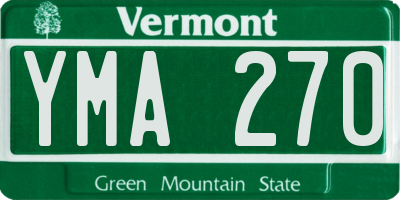 VT license plate YMA270