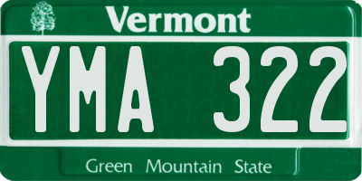 VT license plate YMA322