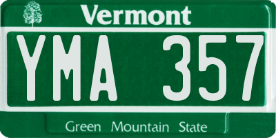 VT license plate YMA357
