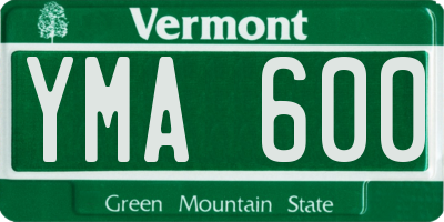 VT license plate YMA600