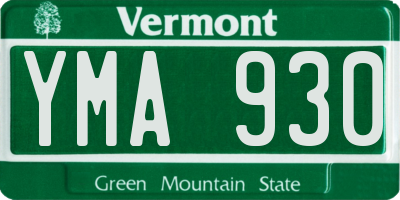 VT license plate YMA930