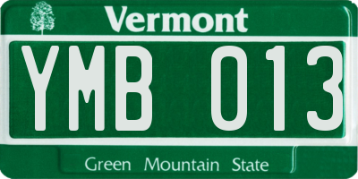 VT license plate YMB013