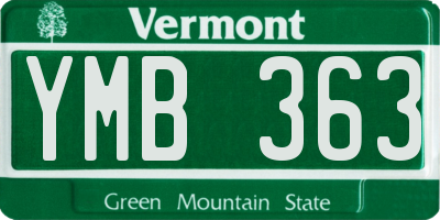 VT license plate YMB363