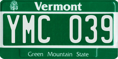 VT license plate YMC039