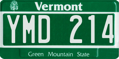 VT license plate YMD214