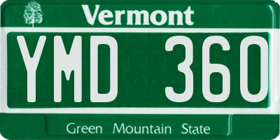 VT license plate YMD360