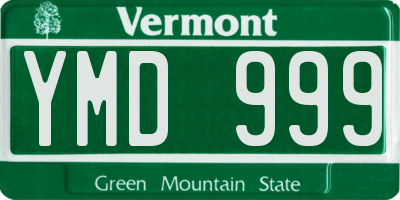 VT license plate YMD999