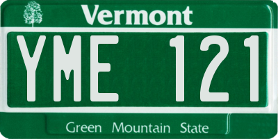 VT license plate YME121