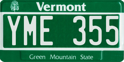 VT license plate YME355