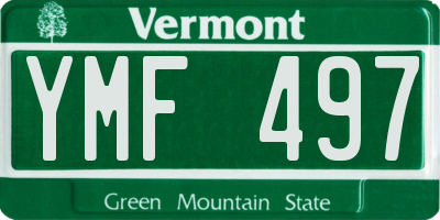 VT license plate YMF497
