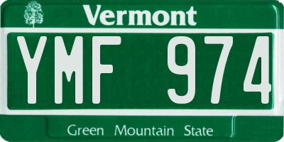 VT license plate YMF974