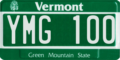 VT license plate YMG100