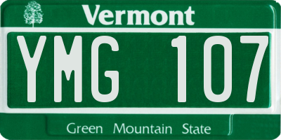 VT license plate YMG107