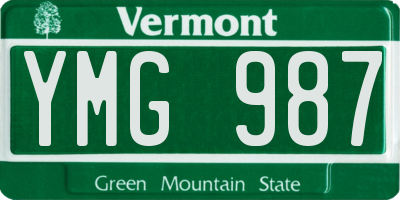 VT license plate YMG987