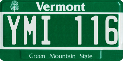VT license plate YMI116