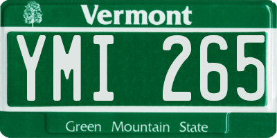 VT license plate YMI265