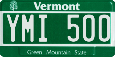 VT license plate YMI500