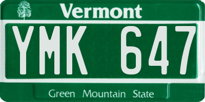 VT license plate YMK647