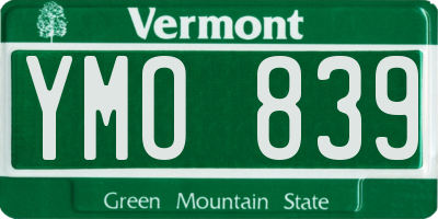 VT license plate YMO839