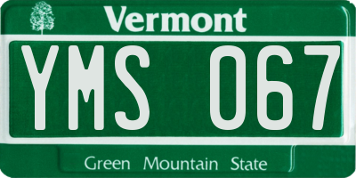 VT license plate YMS067