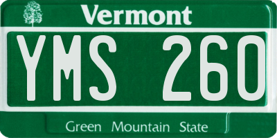 VT license plate YMS260