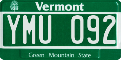 VT license plate YMU092